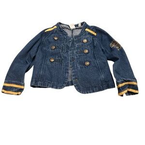 Junk Food Clothing Kids Blue Jean Jacket with Yellow Trim